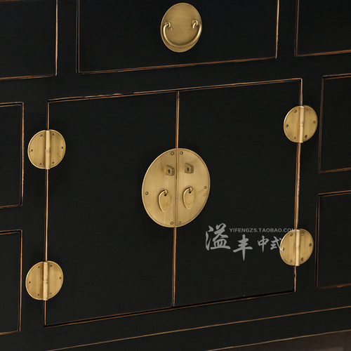 中式实木质翘头酒店玄关储物柜新古典餐边柜门厅多斗柜隔断走廊柜 - 图1