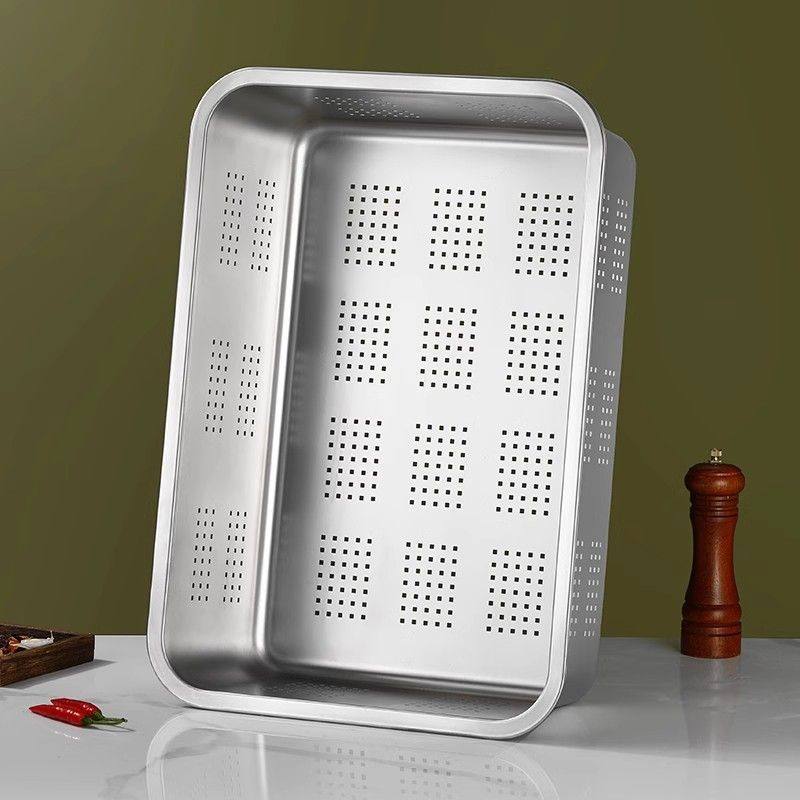 304不锈钢漏盆长方形沥水盆商用洗菜盆沥水筐滤水篮漏盘冲孔方盆,淘宝优惠券,粉丝福利购,淘宝优惠卷