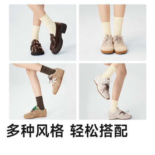 堆堆袜子女款纯棉夏季薄款中筒搭配小皮鞋白色防臭春季月子无骨 - 图3