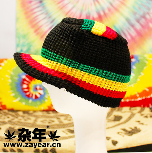 【杂年文化】牙买加雷鬼红黄绿reggae嘻哈街舞rasta针织帽毛线帽 - 图0