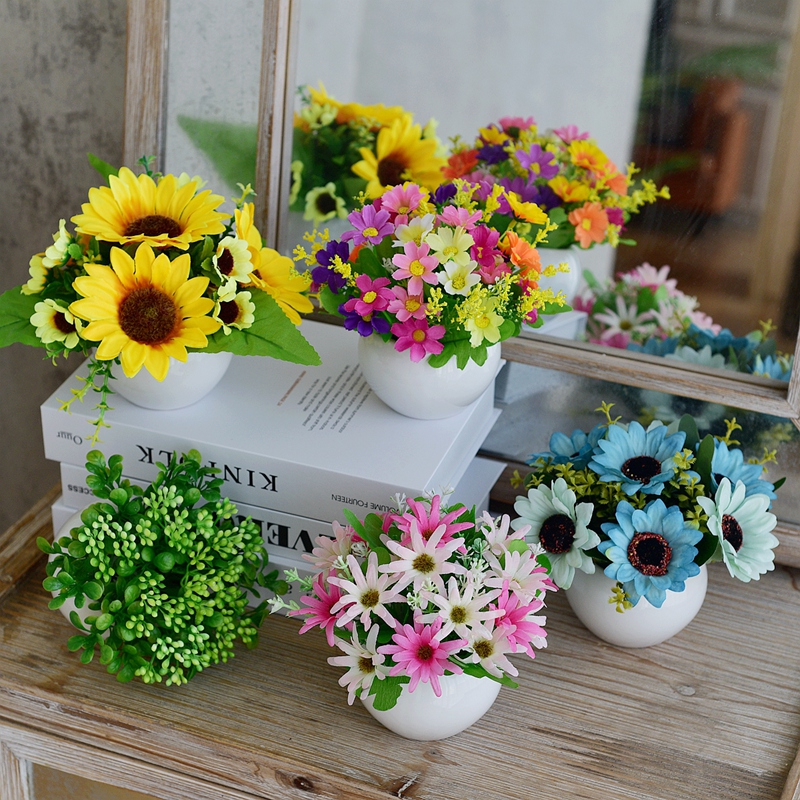 假花仿真花干花束塑料绿植物装饰品客厅家居餐桌面摆设小盆栽摆件-图1