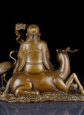 仿古风纯铜南极仙翁佛像祝寿礼品