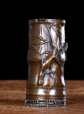 纯铜竹节办公室礼品笔筒