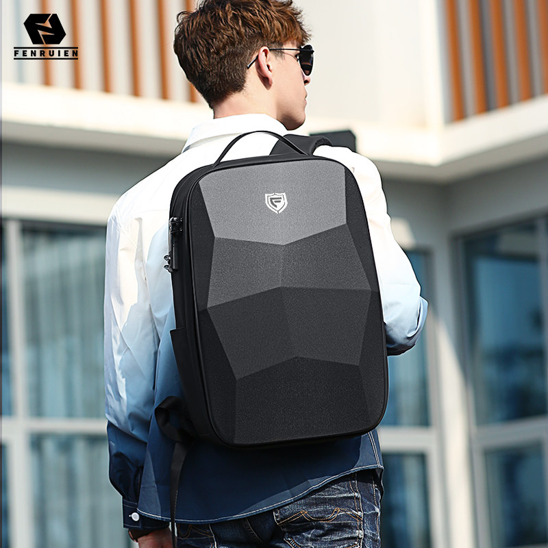 男士硬壳防盗17.3寸休闲出差双肩包 梵瑞恩箱包双肩背包