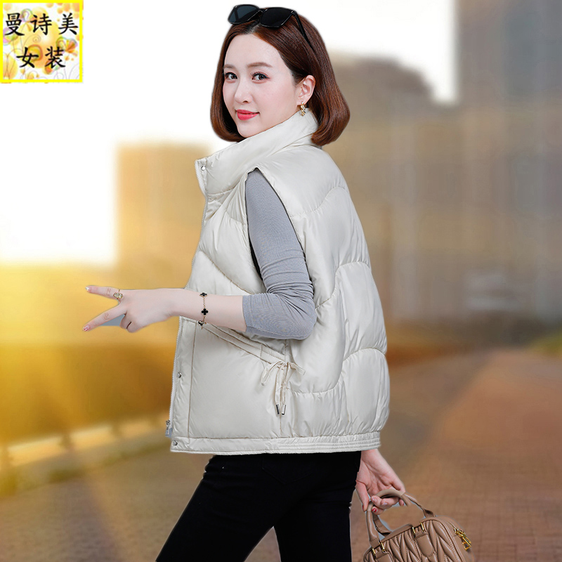 时尚羽绒棉马甲外套女2025冬季新款保暖无袖加厚上衣秋冬显瘦马夹 - 图0