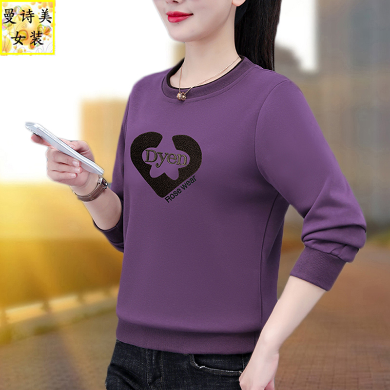 安可拉红卫衣女款春秋2025新款中年妈妈洋气减龄春装显瘦正肩上衣 - 图3