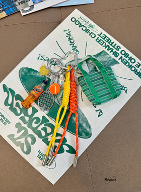 原创雪碧芬达网球挂饰miu风包包挂件菜篮子零钱包实用配饰定制ins