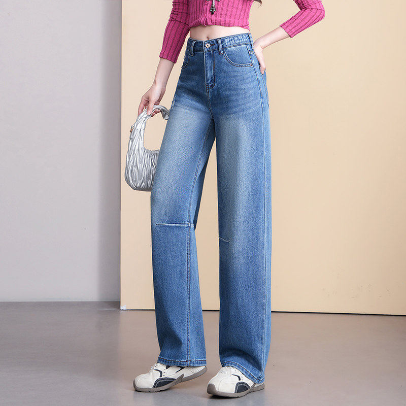 今年流行浅色弯刀阔腿牛仔裤女2026年春秋新款高腰香蕉裤直筒裤子,淘宝优惠券,粉丝福利购,淘宝优惠卷