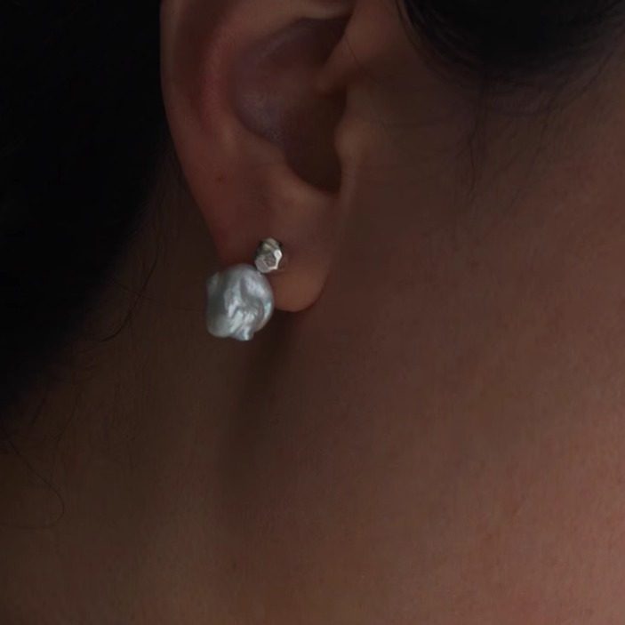 Xii天然怪石头珍珠淡淡蓝纯银耳钉ins简约小众设计s925纯银耳饰OL,淘宝优惠券,粉丝福利购,淘宝优惠卷