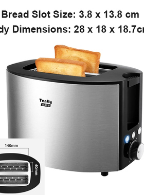 bread toaster 2 slice stainless maker steel wide slot