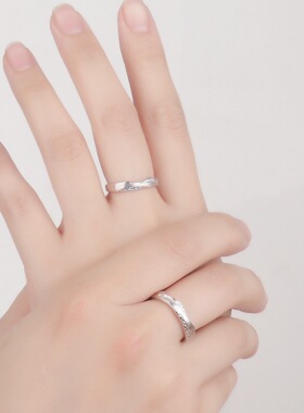 山海情侣对戒纯银999轻奢小众