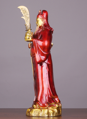 铜彩绘关公关羽财神中式家居供奉