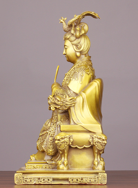 黄铜碧霞元君泰山奶奶坐像中式