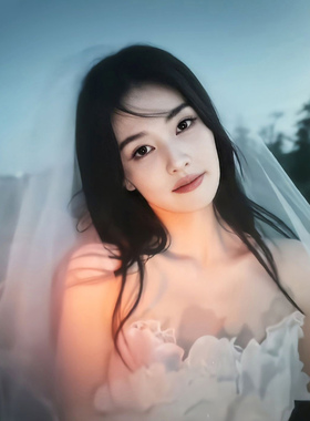 白鹿同款白色头纱求婚结婚领证登记发夹小头纱拍照蓬蓬纱新娘发饰