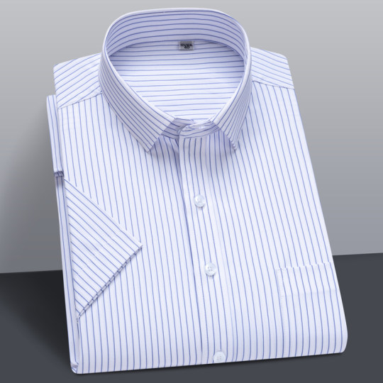 夏季衬衫男士衬衫男短袖衬衣男宽松商务休闲爸爸衫寸中年条纹格子