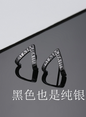 纯银数字新款潮男士黑色单只耳钉