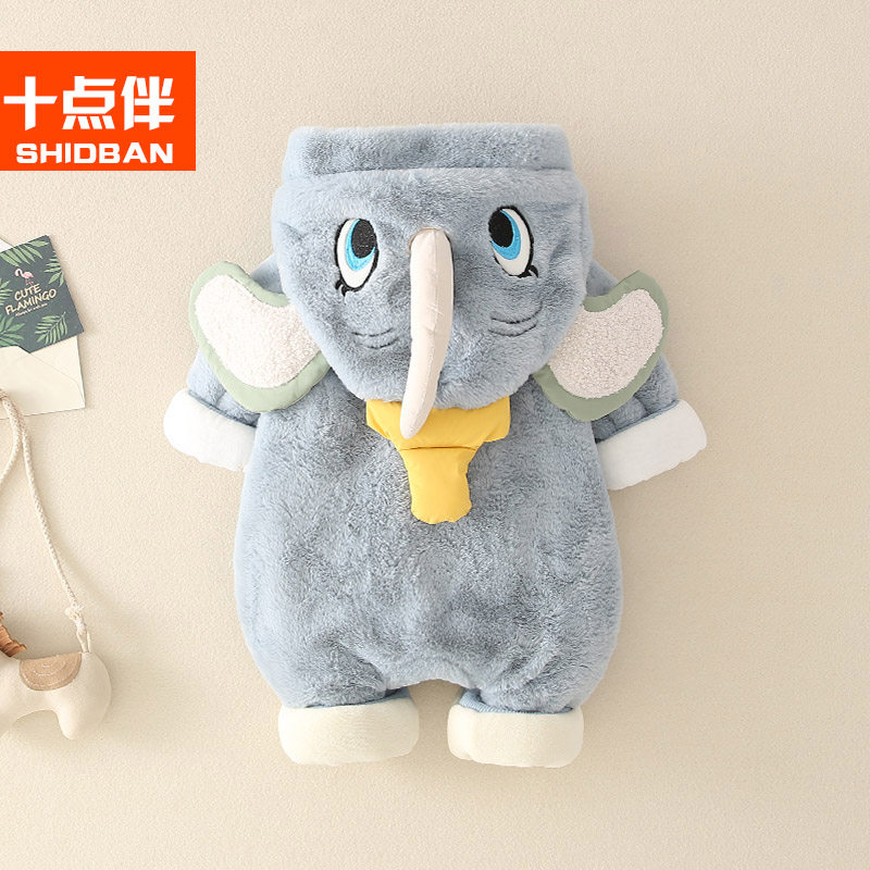 婴儿秋冬套装1-3-5个男宝宝7爬服 十点伴周家连身衣/爬服/哈衣