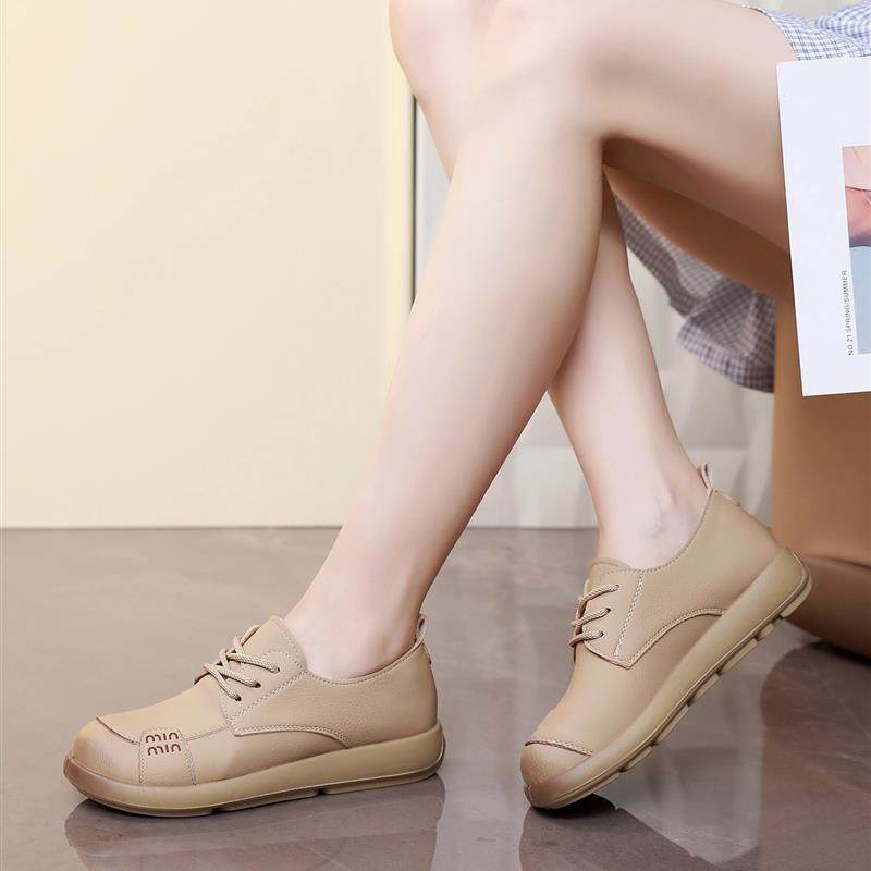 中老年妈妈鞋平底系带休闲皮鞋2025秋季新款软底女单鞋厨房工作鞋,淘宝优惠券,粉丝福利购,淘宝优惠卷