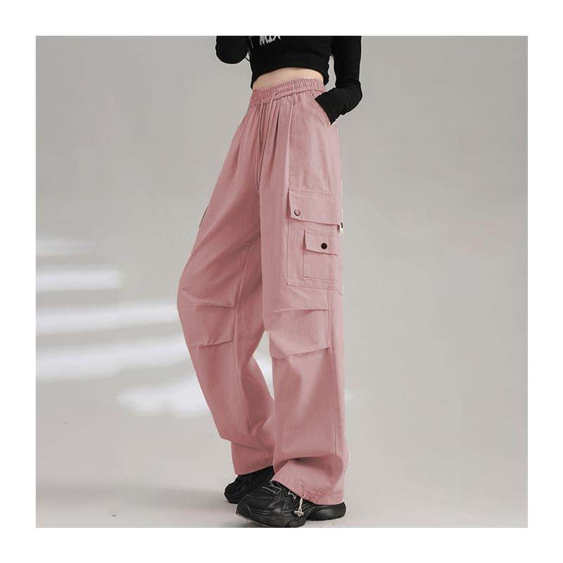 美式红色阔腿工装裤女春季2025新款宽松束脚运动休闲裤子,淘宝优惠券,粉丝福利购,淘宝优惠卷