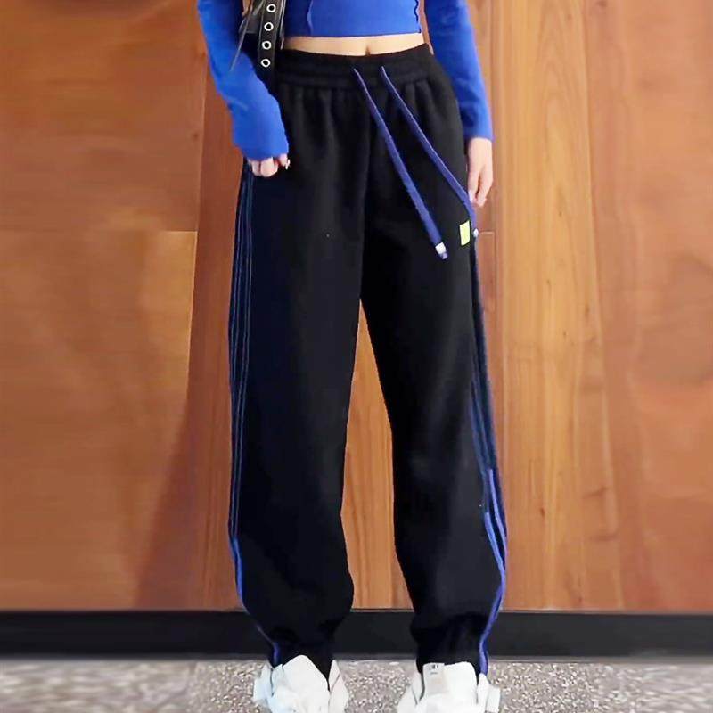 欧货卫裤女条纹拼接束脚运动裤2025春季新款百搭宽松休闲哈伦裤子,淘宝优惠券,粉丝福利购,淘宝优惠卷