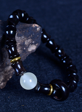 吉方圆民族风夜光手链木质佛珠