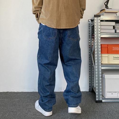 秋季美式休闲痞帅水洗复古直筒牛仔裤男ins潮牌宽松简约百搭裤子 - 图2