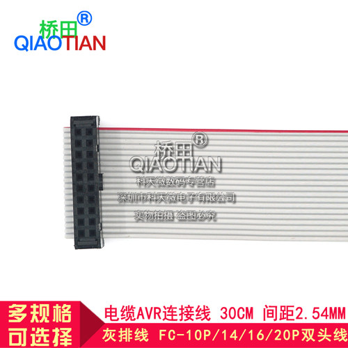 灰排线 FC-10P/14/16/20P双头线 电缆AVR连接线 30CM 间距2.54MM - 图1