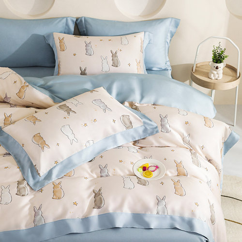 2024新品梦洁宝贝儿童天丝四件套夏季卡通印花三件套女孩床上用品 - 图1