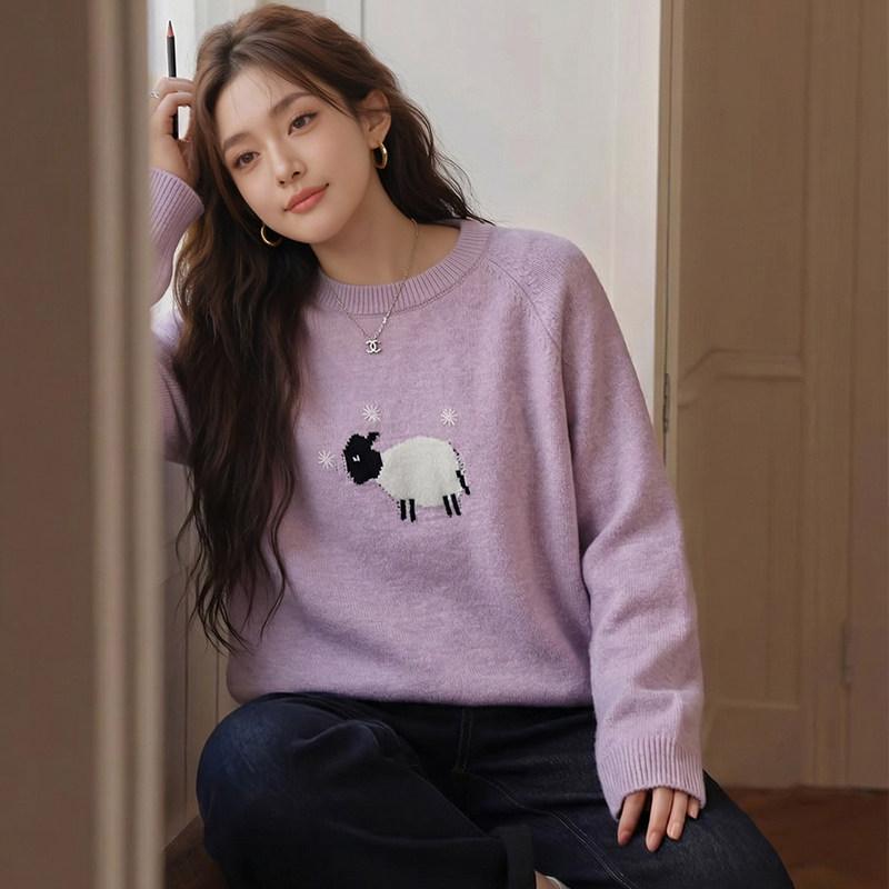 大码女装套头长袖上衣秋冬新款气质胖MM宽松显瘦毛衣打底衫女,淘宝优惠券,粉丝福利购,淘宝优惠卷