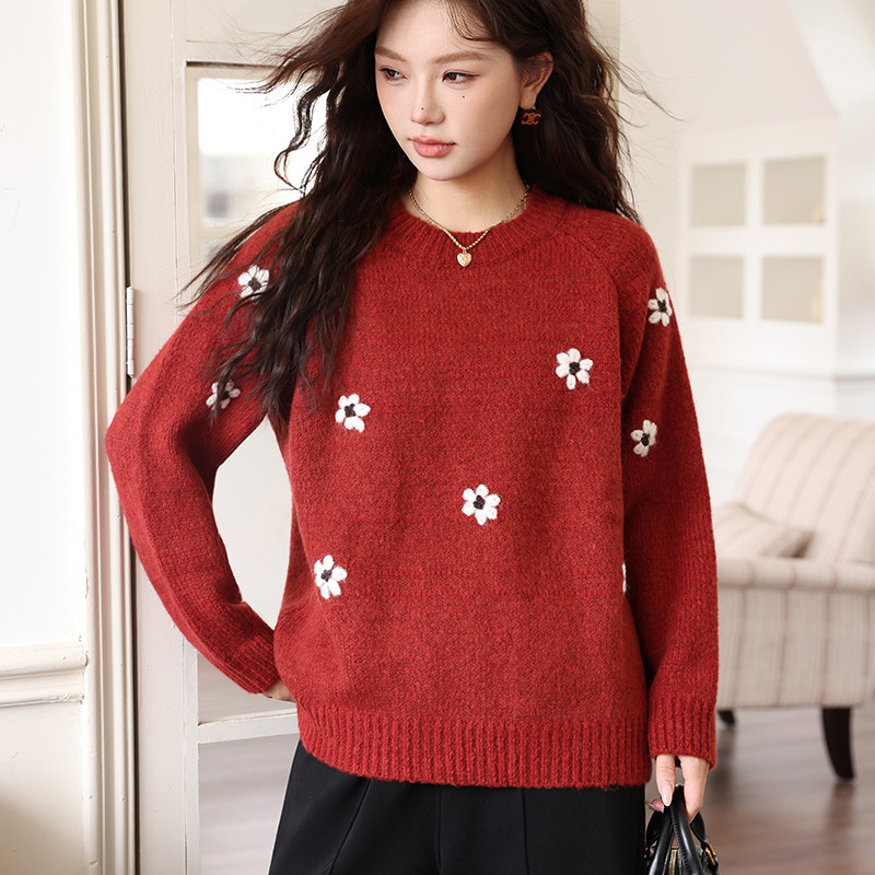 绮娑大码毛衣女胖mm秋冬装新款宽松遮肉百搭长袖甜美减龄套头上衣,淘宝优惠券,粉丝福利购,淘宝优惠卷