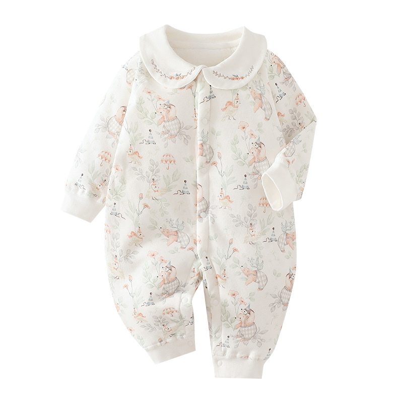 婴儿连体衣秋冬衣服夹棉保暖春秋装a类婴幼儿女宝宝早秋睡衣60克 - 图3