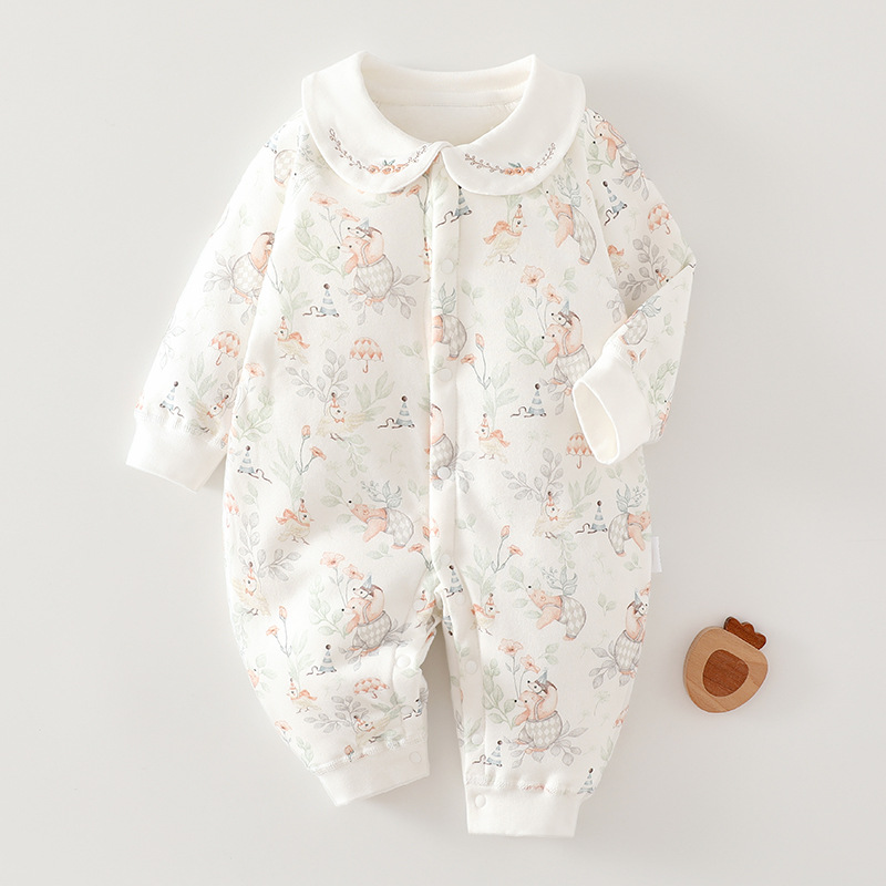 婴儿连体衣秋冬衣服夹棉保暖春秋装a类婴幼儿女宝宝早秋睡衣60克 - 图2