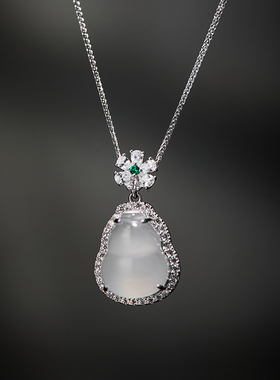 新中式风玉葫芦吊坠S925银项链