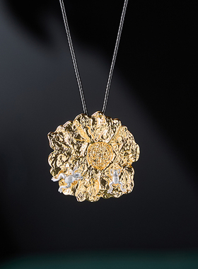 蛙趣中古风荷叶吊坠长款毛衣链