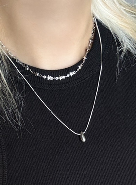 韩系ins简约日常水滴星星双层叠戴项链小众甜酷y2k百搭轻亚锁骨链