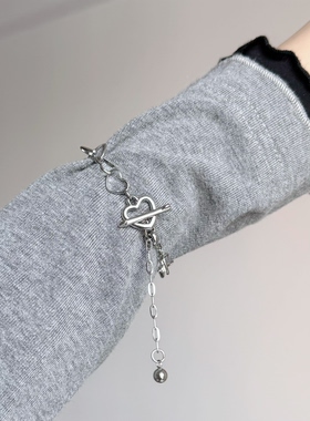 日韩系ins风简约日常复古爱心抽拉调节手链小众y2k甜酷手饰可爱