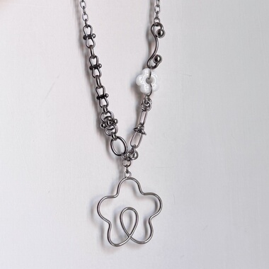 日韩系ins风金属风花朵漩涡圈圈打结拼接项链小众y2k辣妹甜酷复古