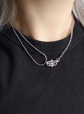 朋克摇滚圈圈打结双层choker日韩系ins小众甜酷项链y2k叠戴锁骨链