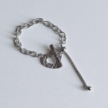 日韩系ins复古浮雕爱心ot扣抽拉调节手链小众甜酷y2k辣妹简约手饰