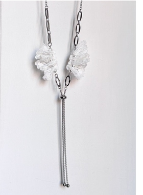 日韩系ins风白色蕾丝花边几何串珠拼接抽拉项链小众甜酷复古y2k