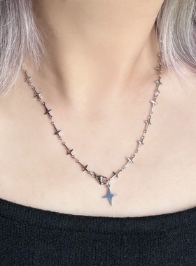 日韩系ins风日常简约十字星拼接项链小众y2k复古甜酷叠戴锁骨链