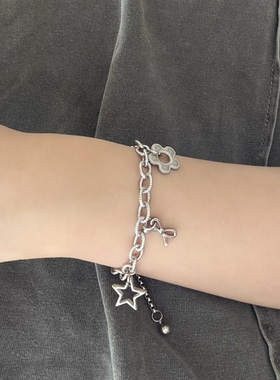 日韩系ins风星星爱心蝴蝶结花朵抽拉调节手链小众复古y2k甜酷简约