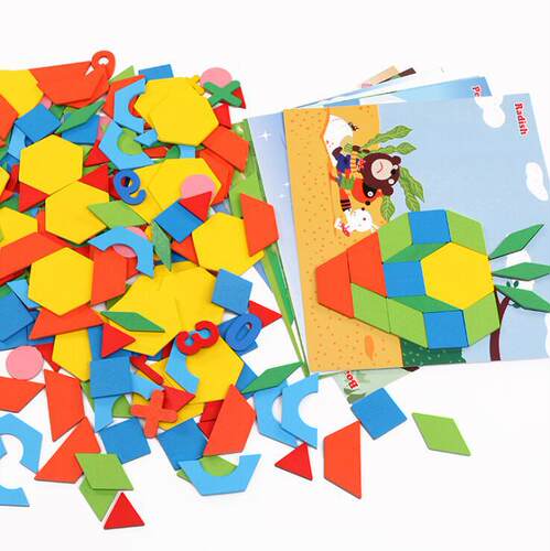 250pcs Tangram Puzzle Pattern Matching Building Blocks - 图0