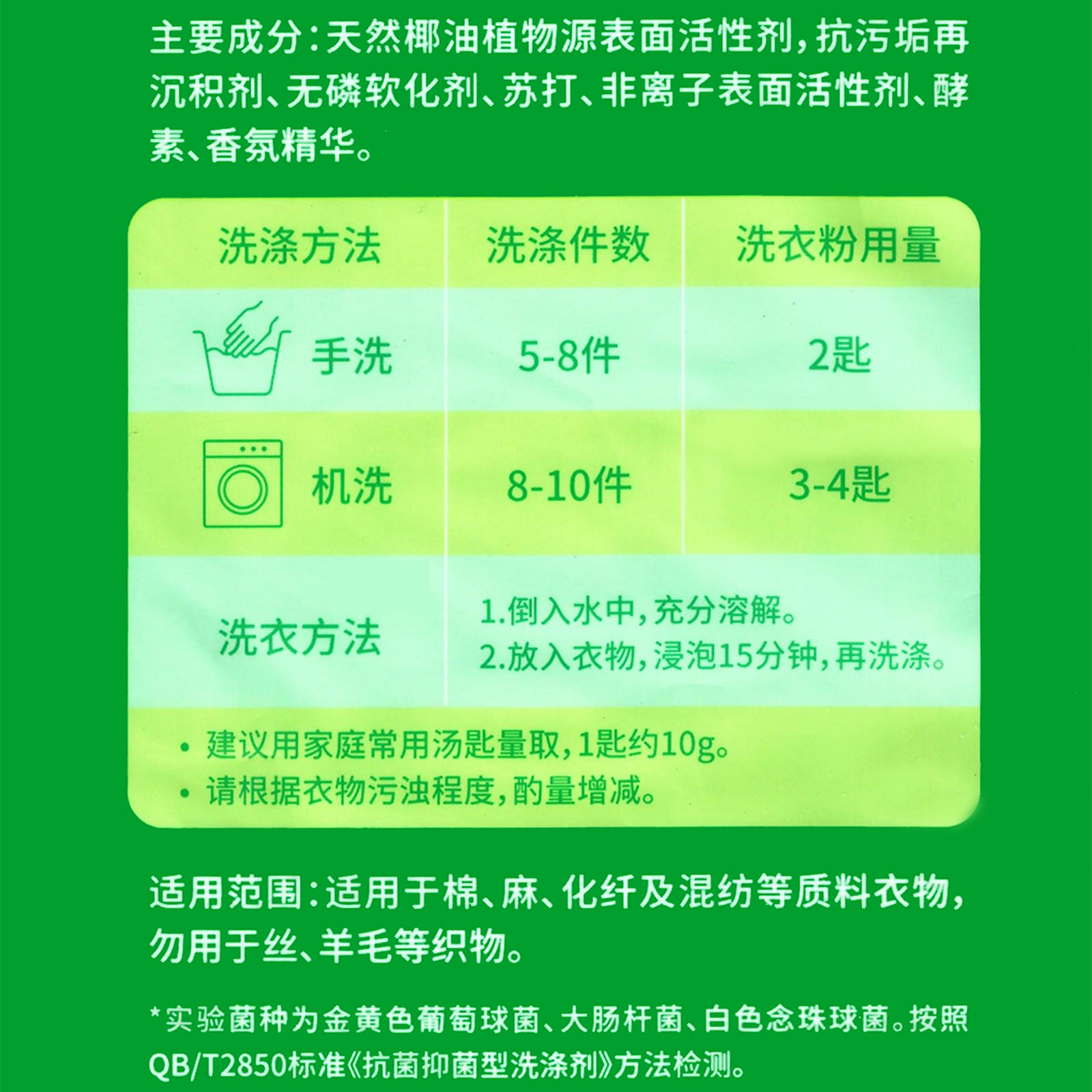 绿伞小苏打洗衣粉大包袋装速溶家庭装2公斤护色手洗机洗特惠包邮