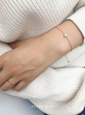 小众包金百搭多层手链天然珍珠