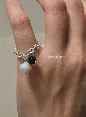 巴洛克珍珠小众链条戒指女