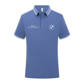 BMW BMW 4S shop work wear trendy short-sleeved T-shirt summer business men and women printed graphic lapel shirt POLO