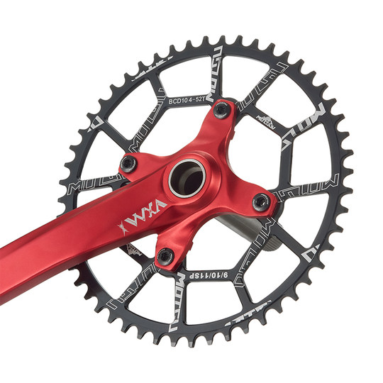 山地车自行车方孔曲柄104BCD正负齿牙盘支持8910/11/12速改装单盘