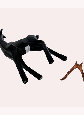 欧式风轻奢黑色客厅玄关麋鹿摆件