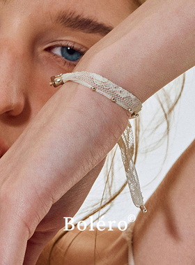 法式蕾丝S925银小高跟手链2026